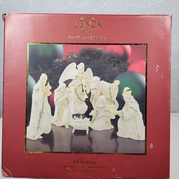 Lenox Christmas Nativity Set Ivory Porcelain 24 kt Gold Trim NEW Dead Stock 7 Pc - Picture 11 of 13